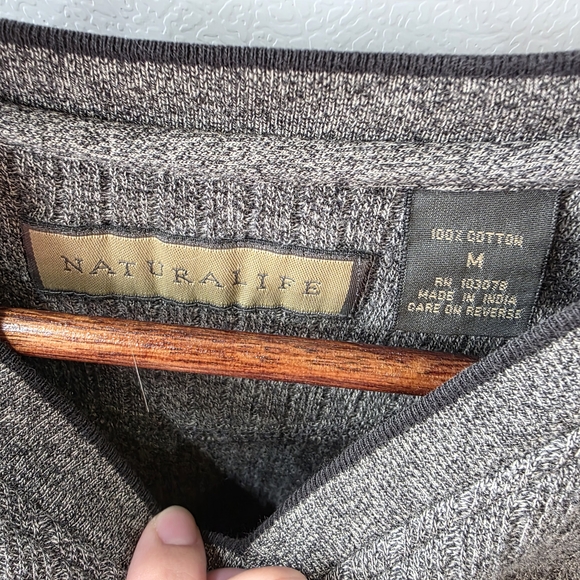 NATURAL LIFE Charcoal V-Neck Women's Top - Picture 3 of 3